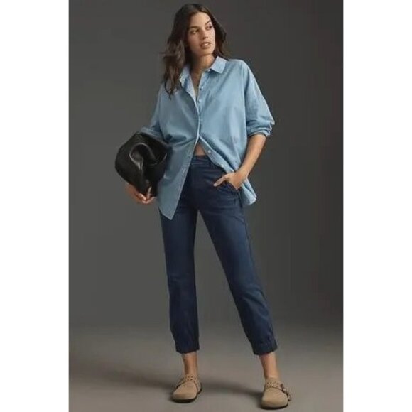 Anthropologie Womens The Richie Slim Joggers Tapered Leg Mid-Rise Pants Size 12 - Picture 1 of 16